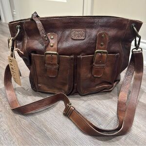 Bed Stu Parton Teak Rustic Brown Leather Handbag Tote